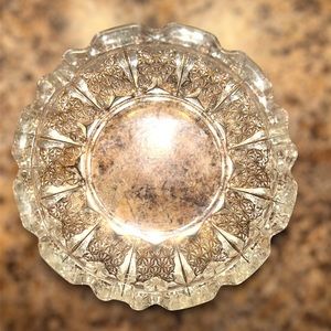 VINTAGE FNG Indonesia 32% Cut Clear Crystal 6" Ashtray Mid Century Retro Dish